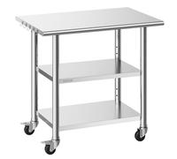 VEVOR Mesa de Trabajo de Acero Inoxidable (Acero Inoxidable Natural, 91,5 x 61 x 86,4 cm)