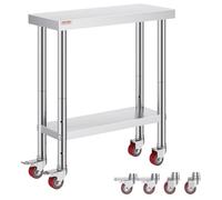 VEVOR Mesa de Trabajo de Acero Inoxidable para Cocina Comercial, Plata, 762 x 305 mm