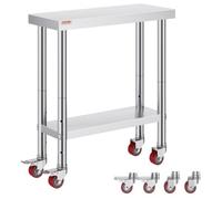 VEVOR Mesa De Trabajo Mesa de Preparación de Comida de Acero Inoxidable 76,2 x 30,5 x 86,4cm Tabla de Cocina Profesional Carga 100kg Tabla de Trabajo