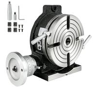 VEVOR Mesa de Trabajo Rotativa Horizontal y Vertical, 200 mm Mesa Giratoria para Fresadoras con 4 Ranuras, 105 y 40 mm Fresadora de Mesa de Trabajo Rotativa para Perforar, Fresar o Cortar en Taller