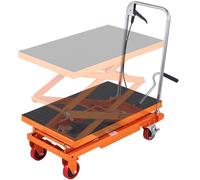 VEVOR Mesa Elevadora Hidráulica Carro Capacidad de Carga 150 kg Elevador Manual de Doble Tijera Altura de Elevación 1270 mm 4 Ruedas Cojín Antideslizante para Manipulación Transporte, Naranja
