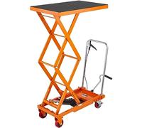 VEVOR Mesa Elevadora Hidráulica Carro Capacidad de Carga 150 kg Elevador Manual de Doble Tijera Altura de Elevación 1270 mm 4 Ruedas Cojín Antideslizante para Manipulación Transporte, Naranja