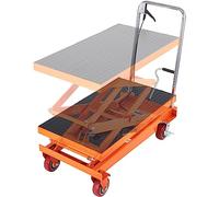 VEVOR Mesa Elevadora Hidráulica Carro Capacidad de Carga 350 kg Elevador Manual de Doble Tijera Altura de Elevación 1530 mm 4 Ruedas Cojín Antideslizante para Manipulación Transporte, Naranja