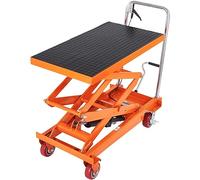 VEVOR Mesa Elevadora Hidráulica Carro Capacidad de Carga 800 kg Elevador Manual de Doble Tijera Altura de Elevación 1500 mm 4 Ruedas Cojín Antideslizante para Manipulación Transporte, Naranja