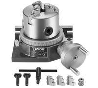 VEVOR Mesa giratoria para fresadoras, mesa giratoria de fresado de precisión horizontal vertical de 100 mm, portabrocas de 3 mordazas de 80 mm tuercas en T M10 para indexación de ingeniería de fresado