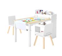 VEVOR Mesa Infantil, con 2 Sillas y Armario de 3 Niveles, Conjunto de Mesa de Arte para Leer, Aprender, Dibujar y Escribir, para Guardería, Blanco, 102,5 x 58 x 64 cm, para Niños de 2 a 8 Años