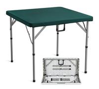VEVOR Mesa Mahjong, Mesa de Cartas Plegable por la Mitad para 4 Jugadores con Tablero Verde, Mesa de Dominó Cuadrada Plegable Portátil con Asa de Transporte para Acampar al Aire Libre, Fiesta