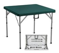 VEVOR Mesa Mahjong, Mesa de Cartas Plegable por la Mitad para 4 Jugadores con Tablero Verde, Mesa de Dominó Cuadrada Plegable Portátil con Asa de Transporte para Acampar al Aire Libre, Fiesta