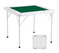 VEVOR Mesa Mahjong Plegable Para 4 Jugadores - Tablero Verde Resistente Al Desgaste, Portátil Con 4 Portavasos y Bandejas de Fichas - 900 x 900 x 740 mm