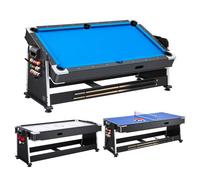 VEVOR Mesa Multijuegos 3 en 1, Combinada de Hockey de Aire, Billar y Ping Pong, Multifuncional, Estable y Duradera, con Accesorios Completos, para Sala de Juegos Familiar, 221,5 x 112 x 83 cm