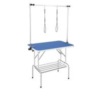 VEVOR Mesa Plegable de Aseo para Mascotas 914,4x609,6 mm Mesa de Aseo para Perros Carga de 149,7 kg Mesa de Peluquería para Perros de Acero inoxidable con 2 Pinzas 2 Cuerdas Cesta de Almacenamiento