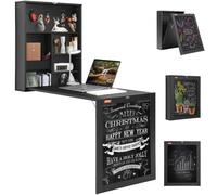 VEVOR Mesa Plegable de Pared 60x16,5x75 cm, Escritorio Abatible Con Pizarra y Ganchos para Espacios Limitados, Cocina, Comedor, Dormitorio - Hecho de Tablero de Partículas
