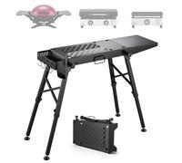 VEVOR Mesa Plegable para Barbacoa 104x29,5 cm, de Acero al Carbono, Carga de 158 kg, Altura Ajustable en 5 Niveles 665 a 825 mm, con Cesta para Condimentos, para Picnics y Eventos al Aire Libre, Negro
