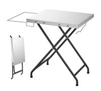VEVOR Mesa Plegable para Barbacoa 61 x 50,8 cm Tablero de Acero al Carbono, Carga Máxima 31,8 kg, Ligero y Compacto, Soporte para Horno de Pizza, Estructura en X, Para Picnics y Eventos al Aire Libre