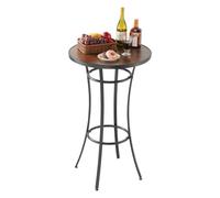 VEVOR Mesa Redonda de Bar para Exteriores, Mesa de Bistró de 600 x 600 x 1000 mm, Mesas de Patio con Estructura Metálica Resistente, Mueble de Mostrador para Comedor, Balcón, Jardín y Piscina