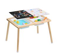 VEVOR Mesa Sensorial de Madera para Niños, Mesa de Actividades con 3 Contenedores de Almacenamiento Plegables y Tablero de Doble Cara, Mesa Sensorial de Agua y Arena para Juegos para Niños