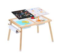 VEVOR Mesa Sensorial de Madera para Niños, Mesa de Actividades con 3 Contenedores de Almacenamiento Plegables y Soporte para Rollos de Papel, Mesa Sensorial de Agua y Arena para Juegos para Niños