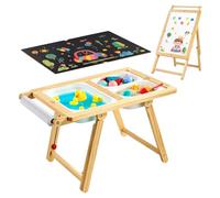 VEVOR Mesa Sensorial Infantil, Mesa de Madera de Actividades para Niños, con Tablero de Doble Cara y Cajas de Almacenamiento, Caballete Multifuncional para Niños, para Juegos de Agua y Arena Dibujar
