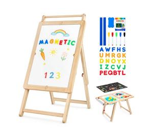 VEVOR Mesa Sensorial Infantil, Mesa de Madera de Actividades para Niños, con Tablero de Doble Cara y Cajas de Almacenamiento, Caballete Multifuncional para Niños, para Juegos de Agua y Arena Dibujar