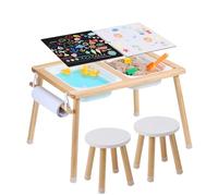 VEVOR Mesa y Sillas Sensoriales para Niños, Mesa de Actividades con 2 Taburetes, 2 Contenedores de Almacenamiento y Soporte para Rollos de Papel, Mesa Sensorial de Agua y Arena para Juegos para Niños