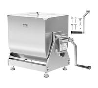 VEVOR Mezcladora de Carne Manual con Tanque Inclinado con Capacidad de 30 L, Acero Inoxidable, Máquina Mezcladora de Salchichas con Tapa y Manija, para Carne Molida, Color Plateado, 650 x 345 x 465 mm