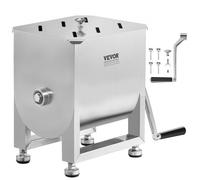 VEVOR Mezcladora de Carne Manual de Acero Inoxidable, Equipo de Procesamiento de Carne con Tanque Fijo de 10 L, Batidora de Carne Capacidad Máxima de 6,8 kg, Mezcladora de Salchichas con Tapa y Asa