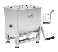 VEVOR Mezcladora de Carne Manual de Acero Inoxidable, Equipo de Procesamiento de Carne con Tanque Fijo de 10 L, Batidora de Carne Capacidad Máxima de 6,8 kg, Mezcladora de Salchichas con Tapa y Asa