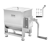 VEVOR Mezcladora de Carne Manual Tanque 30 L Equipo de Procesamiento de Carne Mezcla Máxima 20,4 kg Mezcladora de Salchichas de Acero Inoxidable Batidora de Carne con Tapa, Reductor de Engranajes