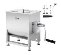 VEVOR Mezcladora de Carne Manual Tanque 30 L Equipo de Procesamiento de Carne Mezcla Máxima 20,4 kg Mezcladora de Salchichas de Acero Inoxidable Batidora de Carne con Tapa, Reductor de Engranajes