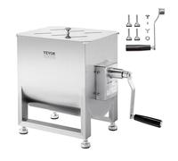 VEVOR Mezcladora de Carne Manual Tanque 30 L Equipo de Procesamiento de Carne Mezcla Máxima 27 kg Mezcladora de Salchichas de Acero Inoxidable Batidora de Carne con Tapa, Reductor de Engranajes