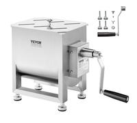 VEVOR Mezcladora de Carne Manual Tanque de 10 L Equipo de Procesamiento de Carne Mezcla Máxima de 7 kg Mezcladora de Salchichas de Acero Inoxidable Batidora de Carne con Tapa, Reductor de Engranajes