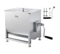 VEVOR Mezcladora de Carne Manual Tanque de 40 L, Equipo de Procesamiento de Carne, Capacidad Máxima de Mezcla de 27,2 kg, Mezcladora de Salchichas de Acero Inoxidable con Tapa, Caja de Engranajes