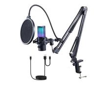 VEVOR Micrófono USB 192kHz/24 bits Micrófono de Condensador con Brazo Articulado