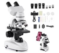 VEVOR Microscopio Compuesto con Aumento de 40-2000X Kit de Microscopio Binocular Cuerpo de Aleación de Aluminio, Luz LED, Soporte para Teléfono, para Estudiantes, Laboratorios, Escuelas, Hogar