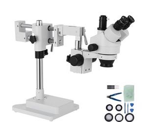 VEVOR Microscopio Trilocular, 3,5X-90X Microscopio Estéreo 55-75 mm Microscopio Estéreo Profesional Microscopio con Brazo Ajustable con Rango de Enfoque de 26:1 para Observación de Insectos, etc.