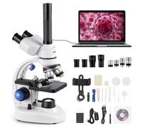 VEVOR Microscopio Compuesto con Aumento de 40-5000X Kit de Microscopio Trinocular Cuerpo de Aleación de Aluminio con Luz LED, Soporte para Teléfono Móvil, para Estudiantes, Laboratorio, Escuela