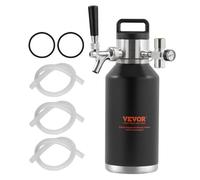 VEVOR Mini Barril de Cerveza Portátil 1,89 L Mini Barril Presión Ajustable 0~30 PSI de Acero Inoxidable Sistema de Grifo Aislado a Presión para Mantener Cerveza Carbonatada Fresca para Camping Pícnic