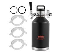 VEVOR Mini Barril de Cerveza Portátil 128Oz 4L Mini Barril Presión Ajustable 0~30PSI de Acero Inoxidable Sistema de Grifo Aislado a Presión para Mantener Cerveza Carbonatada Fresca para Camping Pícnic