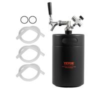 VEVOR Mini Barril de Cerveza Portátil 170oz 5L Mini Barril Presión Ajustable 0~30PSI de Acero Inoxidable Sistema de Grifo Aislado a Presión para Mantener Cerveza Carbonatada Fresca para Camping Pícnic