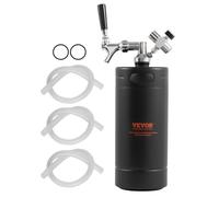 VEVOR Mini Barril de Cerveza Portátil 4 L Mini Barril Presión Ajustable 0~30 PSI de Acero Inoxidable Sistema de Grifo Aislado a Presión para Mantener Cerveza Carbonatada Fresca para Camping Pícnic