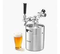 VEVOR Mini Barril Dispensador de Cerveza 1,94 L de Acero Inoxidable 304, Con Regulador de CO₂ y Grifo de Cierre Automático, Compatible con Cartuchos de CO₂ de 16 g (No Incluido), Para Fiesta, Hogar
