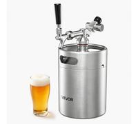 VEVOR Mini Barril Dispensador de Cerveza de 4 L de Acero Inoxidable 304, Con Regulador de CO₂ y Grifo de Cierre Automático, Compatible con Cartuchos de CO₂ de 16 g (No Incluido), Para Fiesta, Hogar