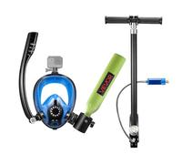 VEVOR Mini Botella de Buceo de 0,5 L, Juego de Tanque de Buceo Portátil con Máscara de Snorkel y Bomba Manual, Tiempo de Inmersión de 5 a 10 Minutos, Bombona de Oxígeno Recargable, para Bucear Rescate
