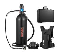 VEVOR Mini Botella de Buceo de 2 L, Juego de Tanque de Buceo Portátil con Mochila y Caja de Protección, Capacidad de 30 a 35 Minutos, Bombona de Oxígeno Recargable Aluminio, para Viajes Bucear Rescate