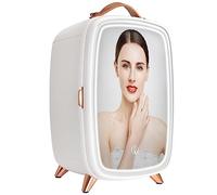 VEVOR Mini Frigorífico Cosmético de 6 L 8 Latas de 330 ml Mini Refrigerador Portátil de Espejo HD y Luz LED con USB/Adaptador Temperatura de 15 °C para Alimentos Bebidas Medicinas Cosméticos, Blanco