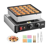 VEVOR Mini Máquina Antiadherente para Hacer Panqueques, 25 Piezas de 43 mm Diámetro, para Hacer Gofres y Muffins Holandeses, Acero Inoxidable, Control de Temperatura y Tiempo, 320 x 300 x 180 mm