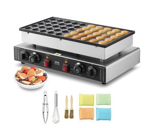 VEVOR Mini máquina para hacer panqueques holandesa, 50 piezas, 43 mm de diámetro, máquina para hacer dorayaki, parrilla eléctrica comercial para poffertjes de 1700 W, acero inoxidable antiadherente, c
