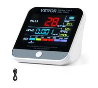 VEVOR Mini Monitor de Calidad del Aire 8 en 1 para Probar Profesionalmente PM1.0/2.5/10 HCHO TVOC AQI Temperatura, Humedad, Sensor de Calidad del Aire con Umbrales de Alarma para Interior y Exterior