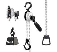 VEVOR Mini Polipasto de Cadena Manual de Palanca, 0,5 T, Elevación de 1,5 m, con freno mecánico de doble trinquete, ganchos giratorios 360°, para almacén, construcción y garaje, 285 x 70 x 117 mm