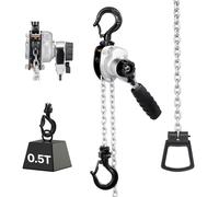 VEVOR Mini Polipasto de Cadena Manual de Palanca, 0,5 T, Elevación de 1,5 m, con freno mecánico de doble trinquete, ganchos giratorios 360°, para almacén, construcción y garaje, 285 x 70 x 117 mm
